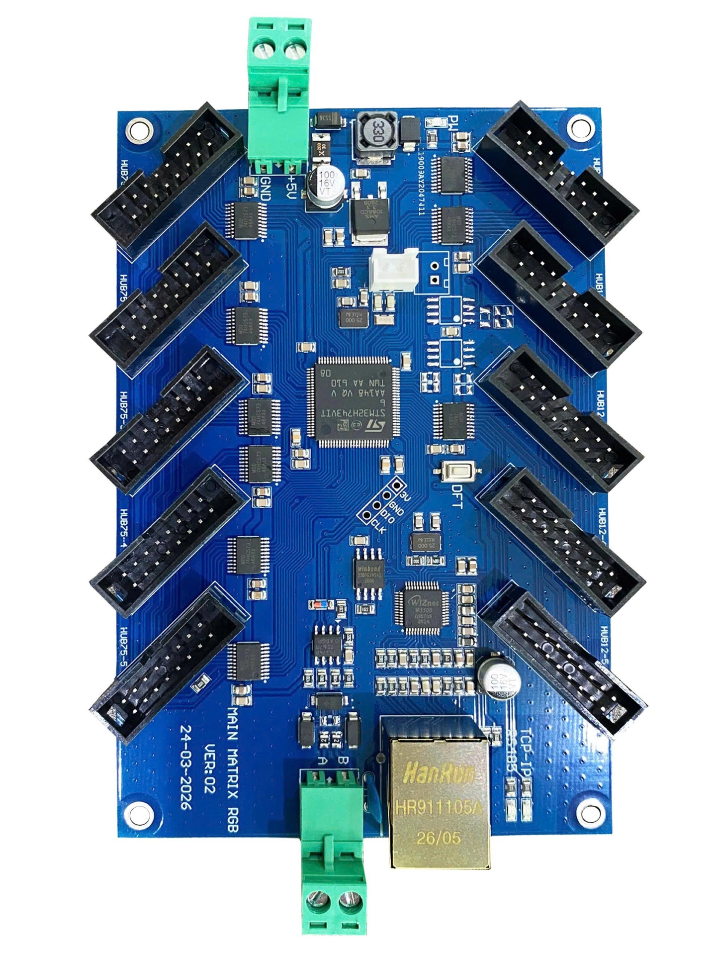 Mạch điều khiển hiển thị module LED matrix RGB 10 cổng